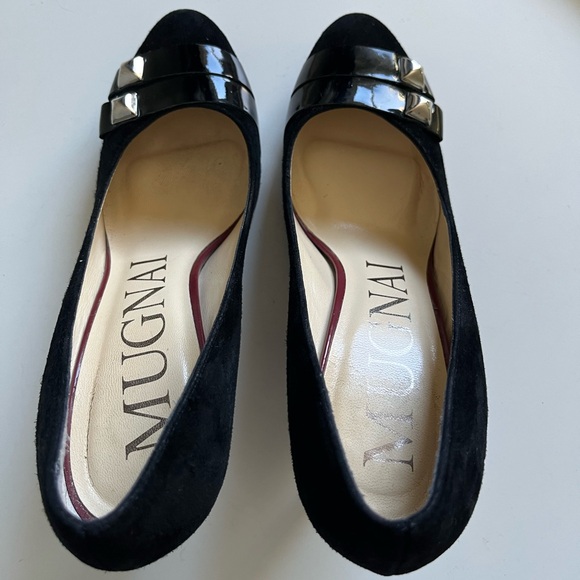 MUGNAI Black Suede Red Sole Heels Italy EU 39/US 8 - Picture 12 of 16